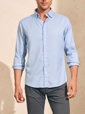 Faherty The Movement Long Sleeve Shirt – Atlantic Sky Preppy Size Medium
